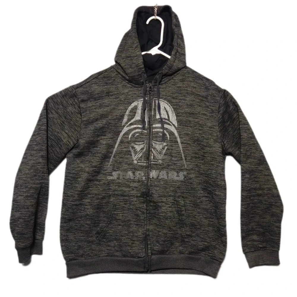 Star Wars Darth Vader Zip Hoodie Mens Large Charcoal Gray Space Dye Graphic L